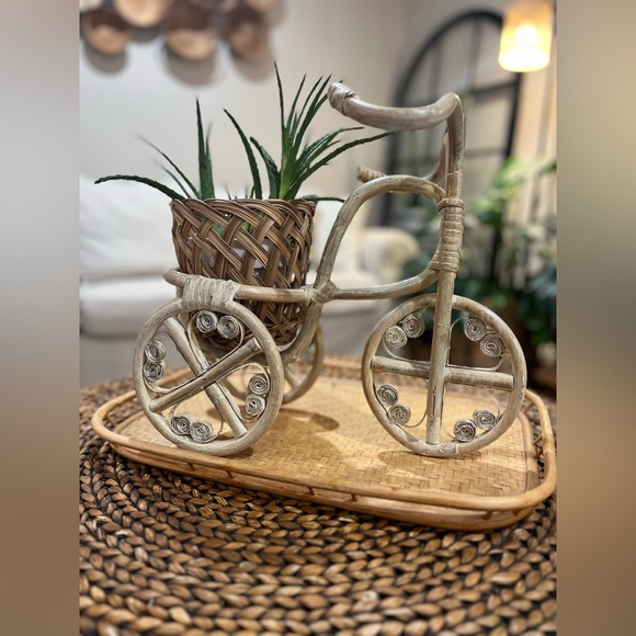 Boho Rattan Tricycle Planter - Picture 13 of 14
